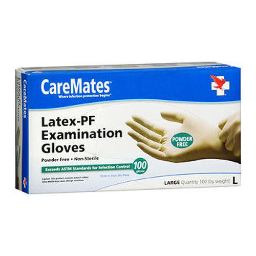 Caremates Disposable Medical Exam Gloves Latex Powder Free, Large, 100 Ea